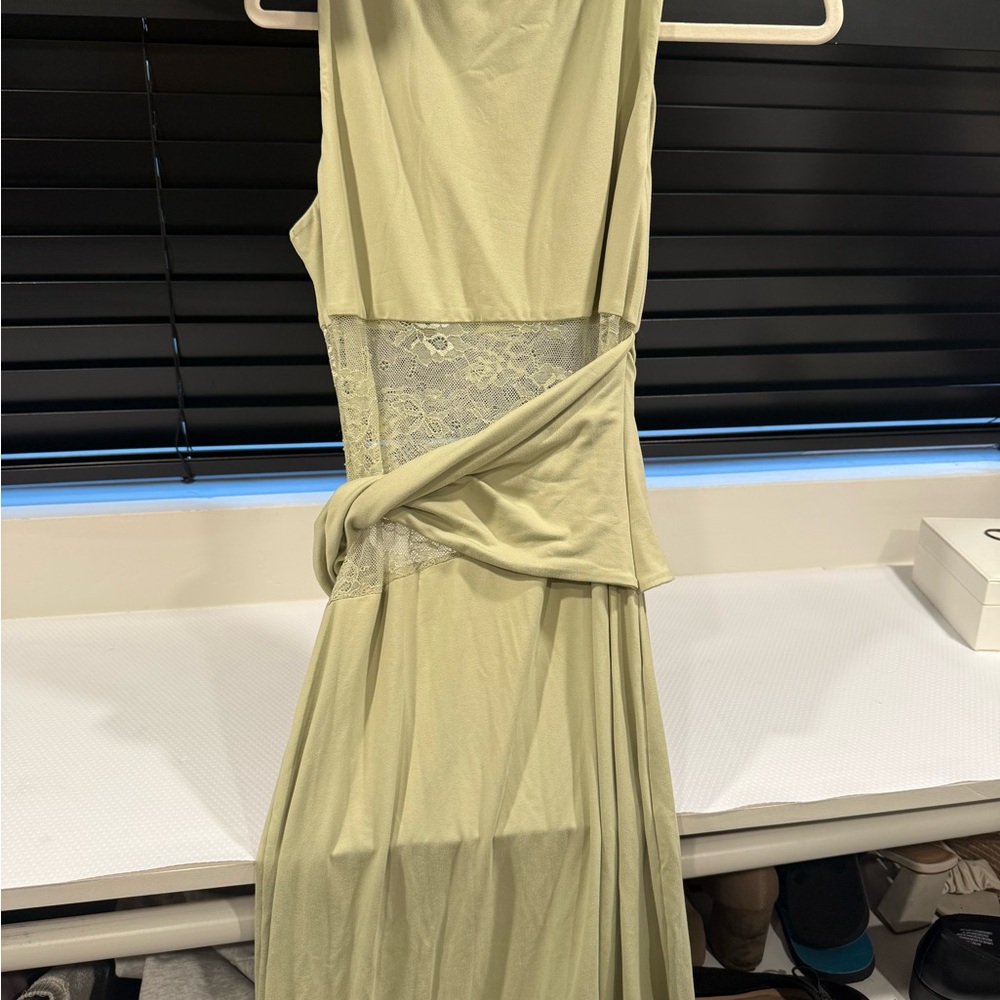 Amazon Lace Detail Maxi Dress in Soft Green
